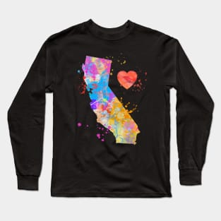 Love California CA Home Paint Splatter Artsy Bright Gift Diea Long Sleeve T-Shirt